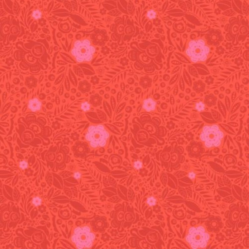 Anna Maria Horner Love always Stoff Lace Cobalt Coral Mango Sweet Blumen Ornament fabric 0,5 m USA Designer stoff reine Baumwolle coral rot