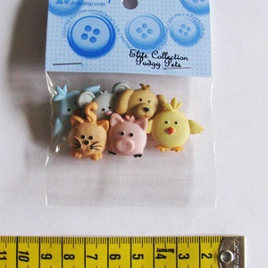 Dress it up Buttons 1 Packung pudgy pets Knöpfe Kinderknöpfe Babytiere Baby Tierknöpfe bunte Knöpfe Deko Kinder Bild 1