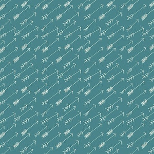 Könnte beinhalten: Ein nahtloses Muster aus handgezeichneten weißen Pfeilen auf einem blaugrünen Hintergrund. Die Pfeile zeigen nach rechts und sind diagonal angeordnet.