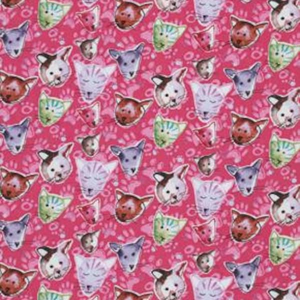 Puppies pink Cats Paw Prints Stoff Katzen Pfoten 0,5 m reine Baumwolle Kinderstoff Dekostoff Katzenstoff