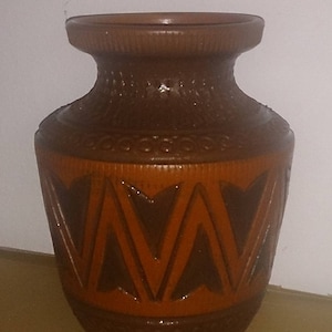 Retro vase brown tones decoration vintage ceramic vase image 1