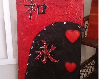 Acrylgemälde Schriftzeichen+ Beleuchtung+Wanddeko+Restaurant+Wohnzimmer+