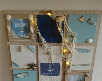 Memo board + storage + pin board + maritime wall decoration + illuminated