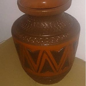 Retro vase brown tones decoration vintage ceramic vase image 2