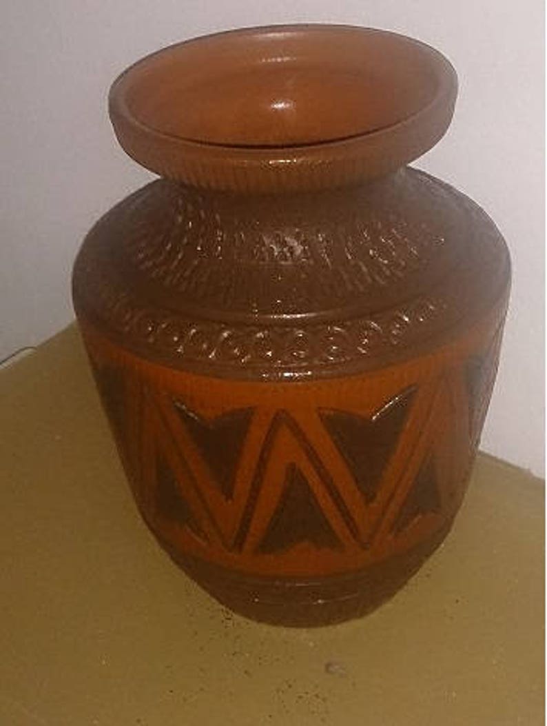 Retro vase brown tones decoration vintage ceramic vase image 2