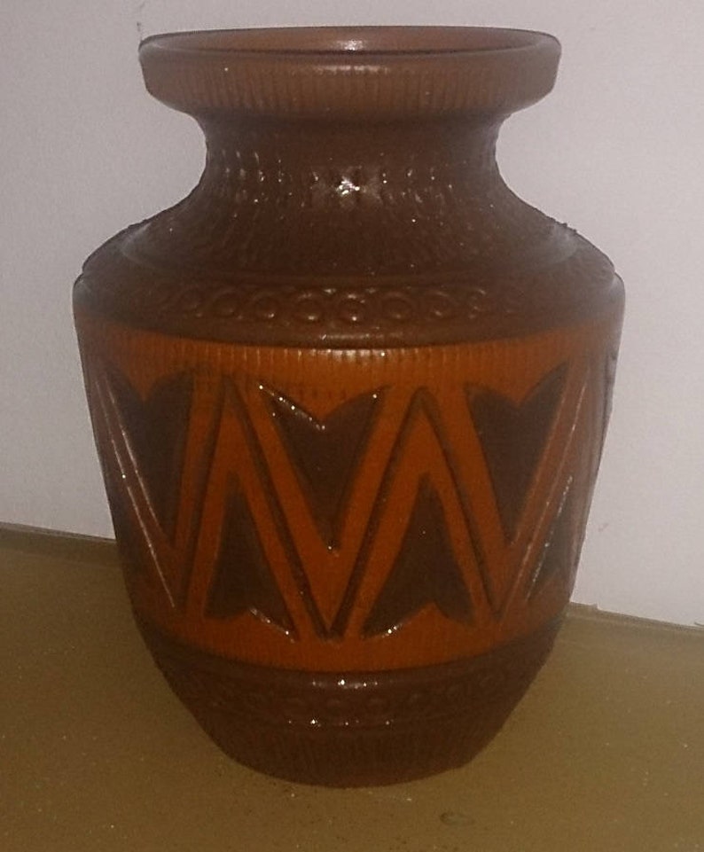 Retro vase brown tones decoration vintage ceramic vase image 1