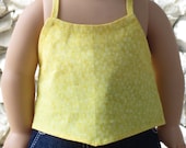 Yellow small floral print cotton camisole/tank top for an 18" doll.