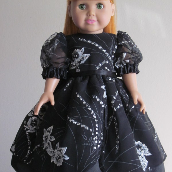 Black & white formal gown for an 18" doll.