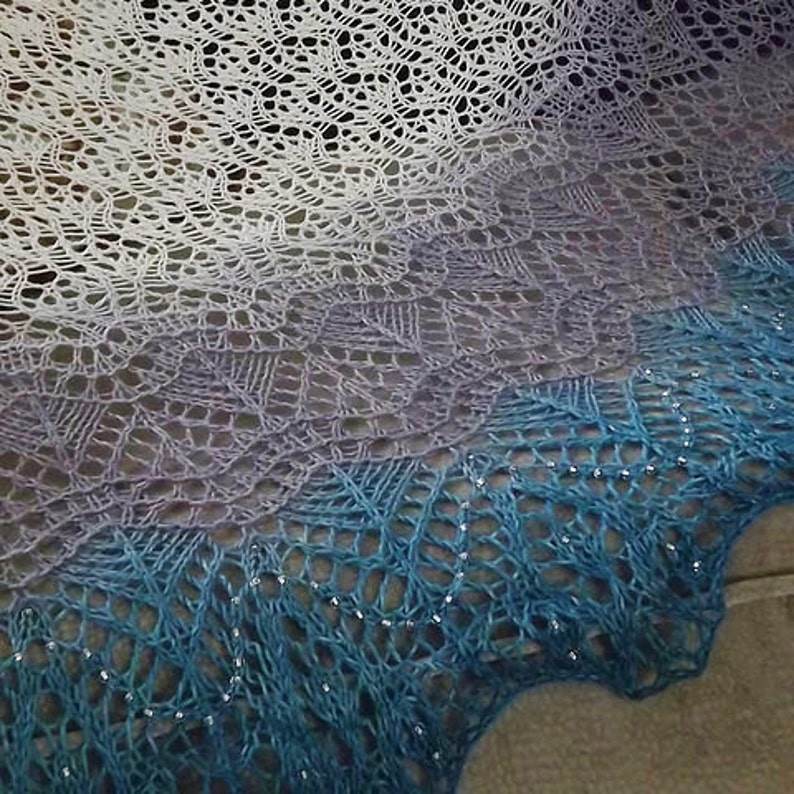 Knitting Lace Shawl Pattern Ice Rain image 3