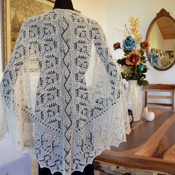 Knitting Lace Shawl Pattern ~ Wedding Bliss