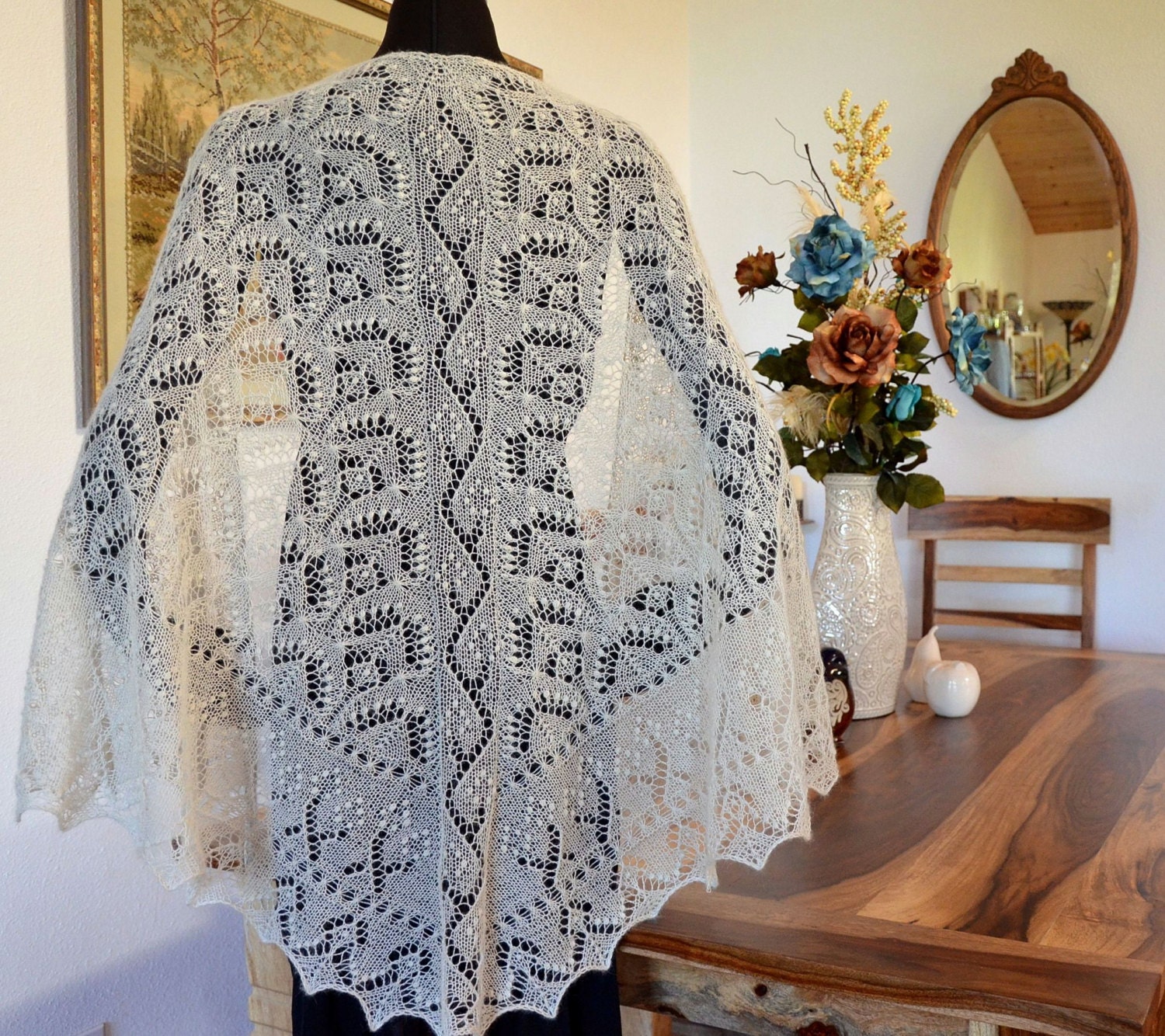 Knitting Lace Shawl Pattern ~ Wedding Bliss