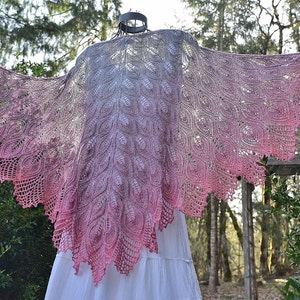 Knitting Lace and Beads Shawl Pattern ~ Twisted Leaves