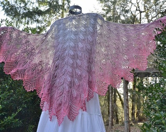 Knitting Lace and Beads Shawl Pattern ~ Twisted Leaves