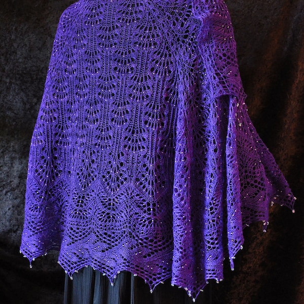 Kalliope's Shawl - Knitting Lace and Beads Shawl Pattern ~