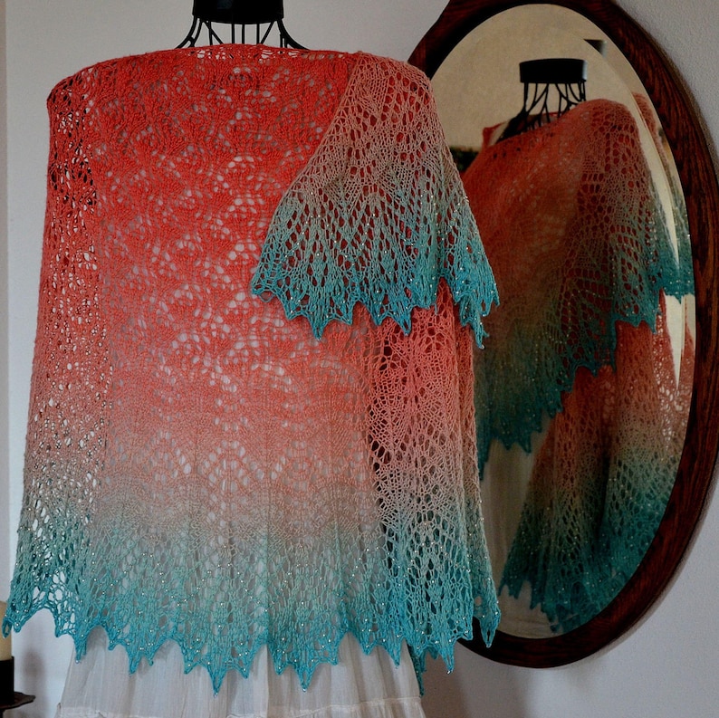 Knitting Lace Shawl Pattern Ice Rain image 2