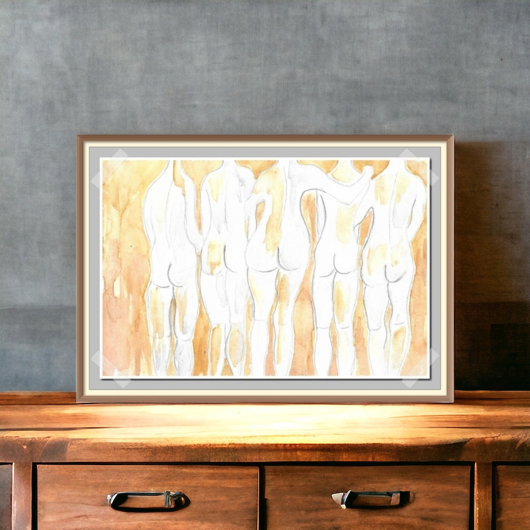 Feminist Nude Art, 9x6 Original Painting, Watercolors on Paper