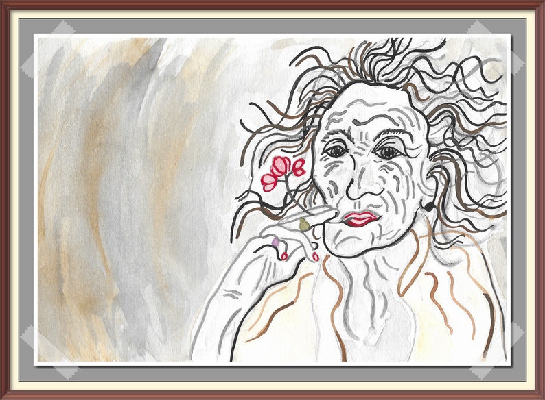 GERIATRIC WOMAN PORTRAIT Original Art anti-ageism prejudice discrimination stereotype authentic elderly old grandmother watercolor paintings