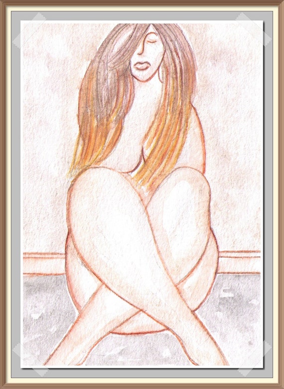 BODY POSITIVE NUDE Original Art Curvy Large Woman Female Nudes