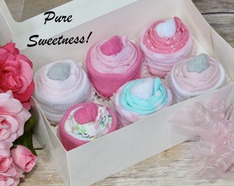 NEW ~ Clothing Cupcakes, Baby Cupcakes, Baby Girl Shower Gift Set, Baby Gift Basket, Baby Shower Gift, Unique Baby Gift, Outfits