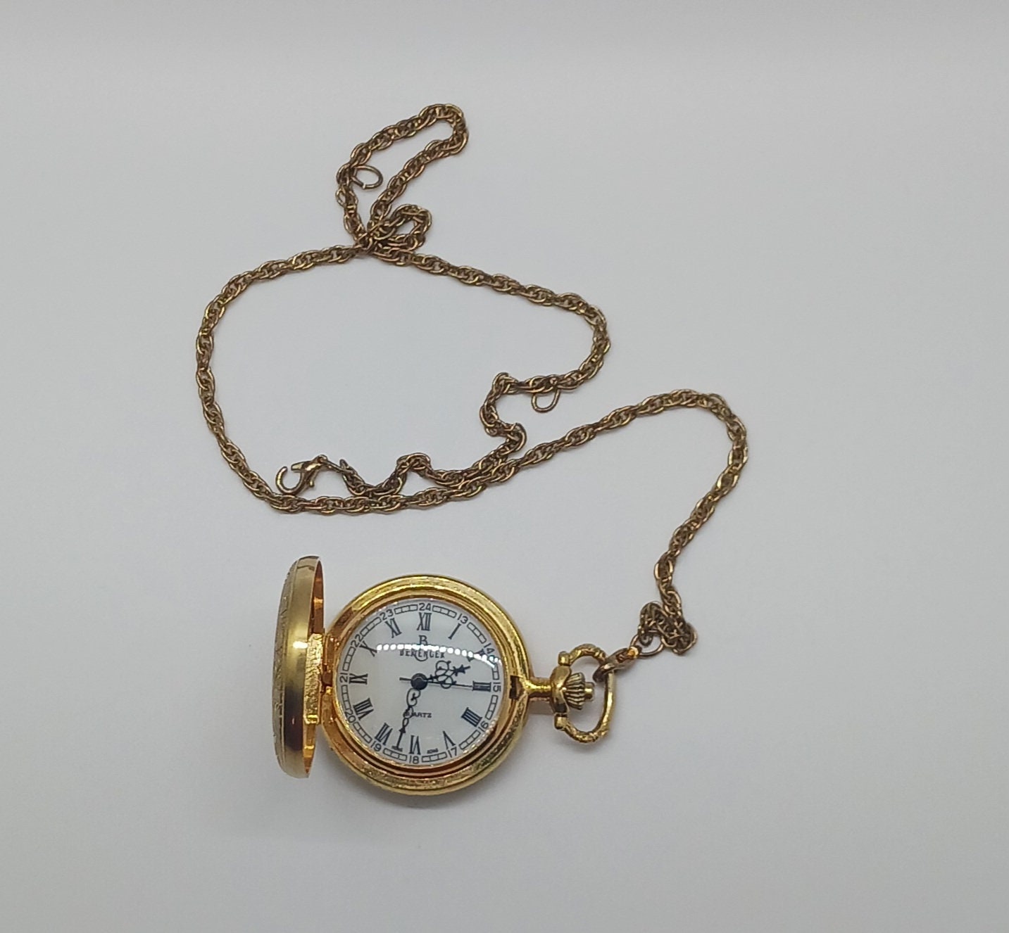 Vintage Berenger Monogrammed Quartz Pocket Watch Yellow Goldtone Etsy Canada