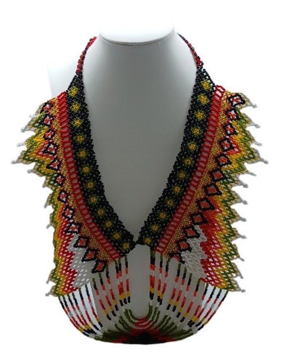 Southwestern Layered Seed Bead Collar Necklace