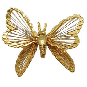 Vintage Goldtone Monet Open Work Butterfly Brooch Pin