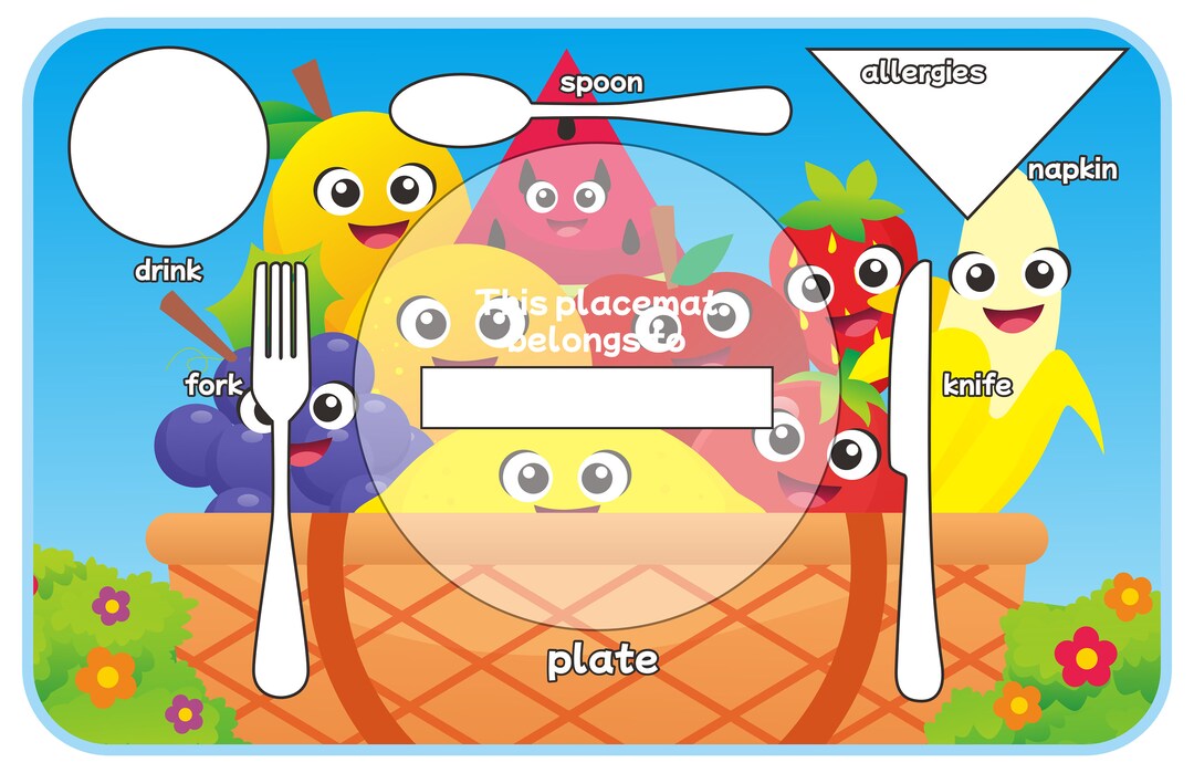 Food Allergy Theme Table Setting Printable Placemat for Children 11 X ...