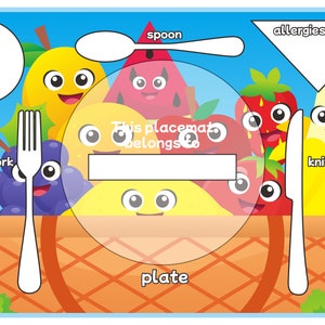 Food Allergy Theme Table Setting Printable Placemat For Children 11 x 17
