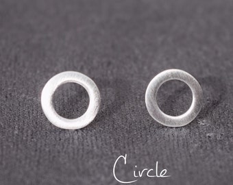 Circle | Ohrstecker | 925 Sterling Silber | Kreis| Ohrschmuck | Punkt | Ohrringe 925 silber | Trend | für Frauen | Silber | offener Kreis