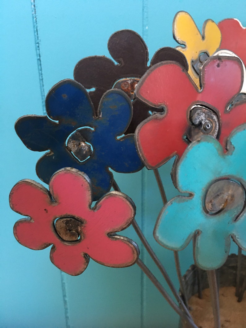 Metal Decorative Repurposed Rustic Flowers image 3