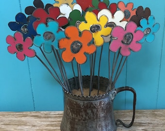 Metal Decorative Repurposed Rustic Flowers