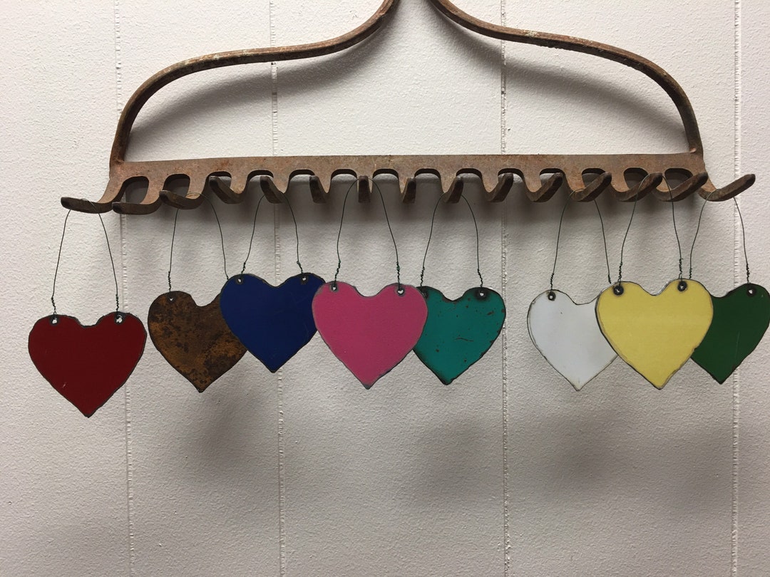 Hanging Rustic Metal Heart Decorative Reclaimed Etsy