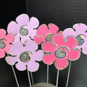 Group of Six Metal Decorative Repurposed Rustic Flowers—Next Day Free Shipping