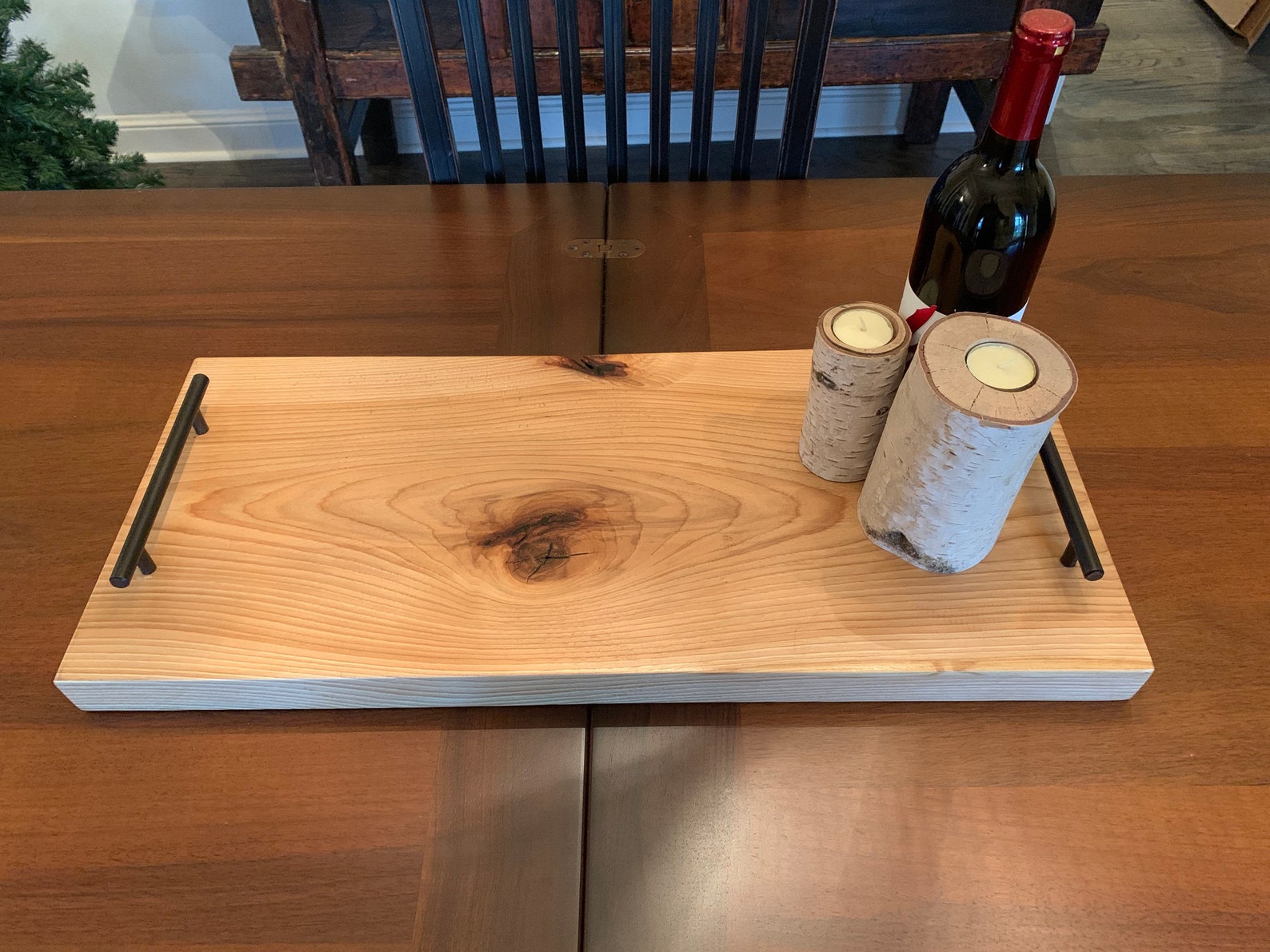 HUGE Cutting Board Charcuterie Board Serving Tray Live Edge Hickory