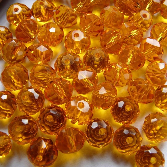 20 Orange Crystal Glass Faceted Round Beads 8mm Etsy