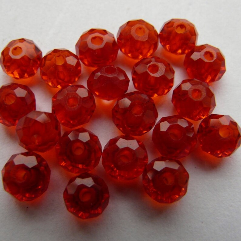 20 Red Glass Crystal Faceted Beads 6mm Etsy