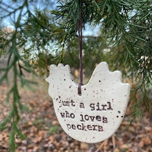 Handmade Chicken Christmas Ornament, Funny Gift for Chicken Lover, Rustic Homestead Ornament, Christmas Gift for Chicken Mamas, Farm Gift