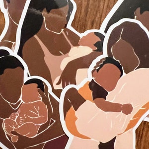 Mom and Baby Stickers, Black Mom and Baby Stickers, Brown Mama Sticker, Motherhood Stickers, African American Mom Stickers,  Black Mom Magic