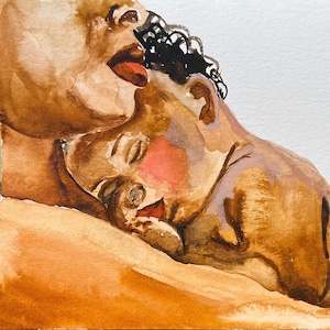 Arte afro-americana para mães e bebês, arte para mães negras, magia para mães negras, presente para chá de bebê para mães negras, aquarela para mães e bebês negros
