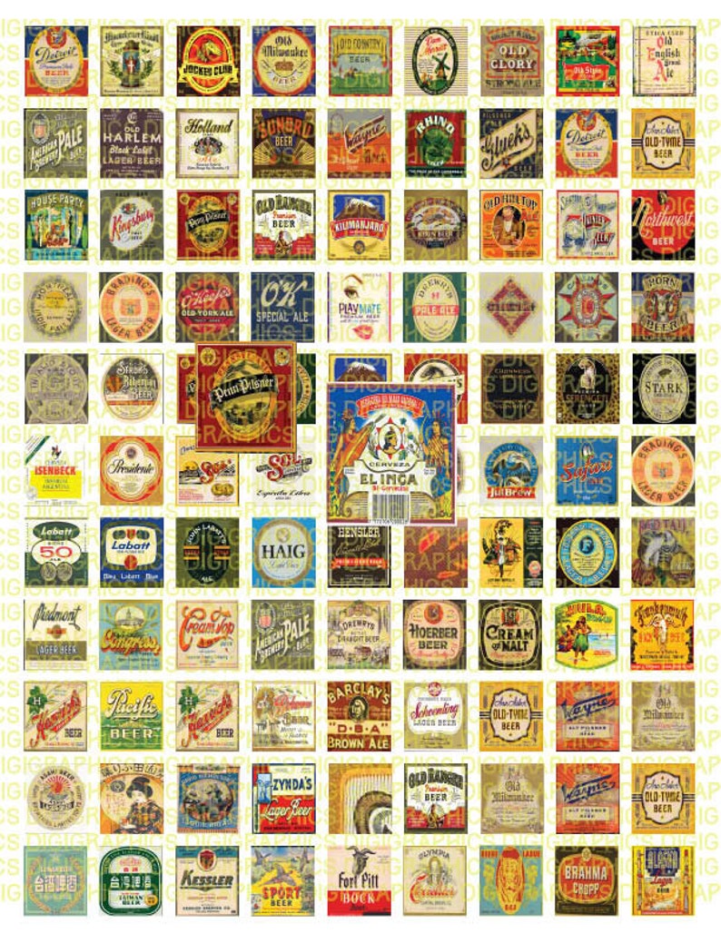 vintage beer labels scrabble size 75 inches by 83 inches etsy