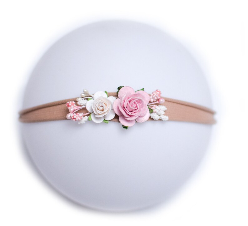 tieback flower crown baby photo prop Skinny Nylon Headband christmas gift, Baby flower headband baby flower crown newborn headband