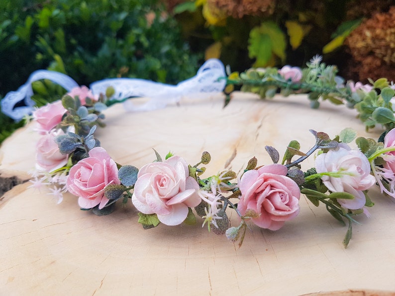 flower crown flower wreath flower girl woodland crown rustic blush pink wedding crown bohemian headpiece Bridal floral crown
