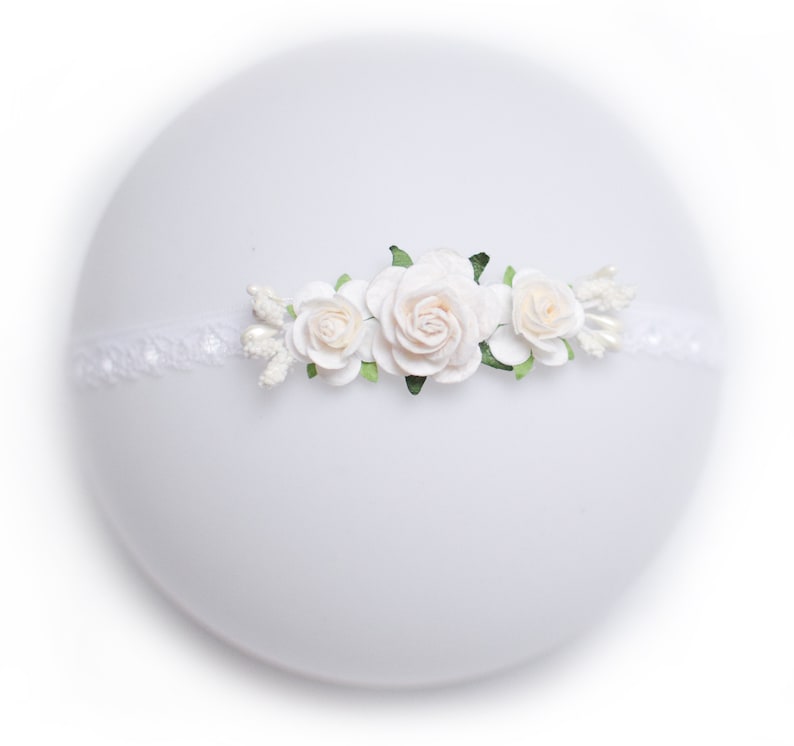 christening band Baby flowercrown Baby flower headband christmas gift blush newborn flower headband christening tieback flower crown