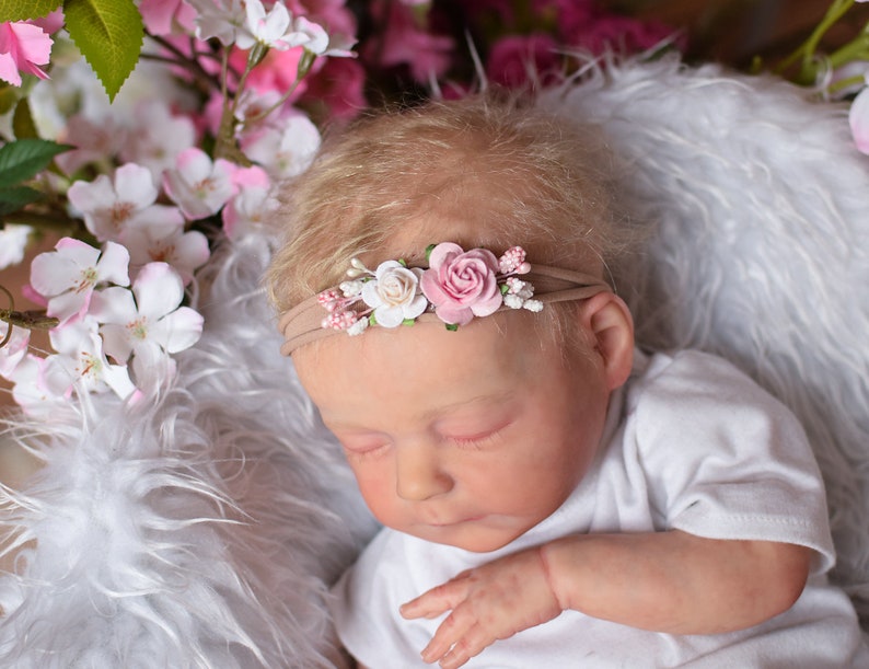 tieback flower crown baby photo prop Skinny Nylon Headband christmas gift, Baby flower headband baby flower crown newborn headband