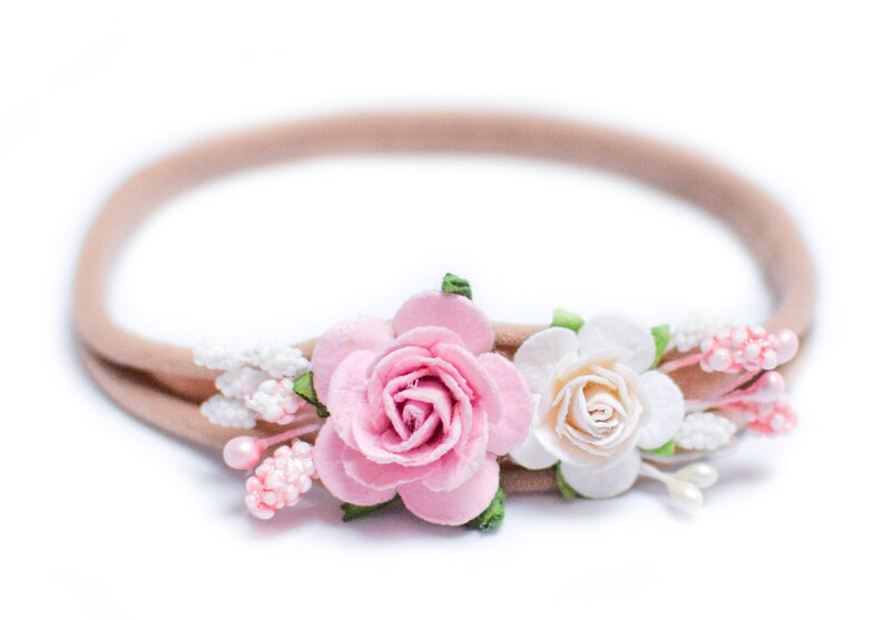 tieback flower crown baby photo prop Skinny Nylon Headband christmas gift, Baby flower headband baby flower crown newborn headband