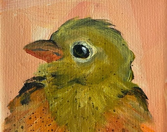 Bird Painting - Lizzie,acrylic painting, garden bird, friendship gift, cottage home decor, charming home decor, nature painting, shabby chic