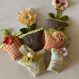 Lavender sachet Flower pot sachet, basket ornament, spring decor, mothers day,girlfriend gift, flower pot . image 3