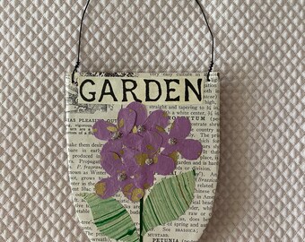 Hanging plaque,  boho spring ornament, cottage door hanger home decor, friendship gift,token plaque