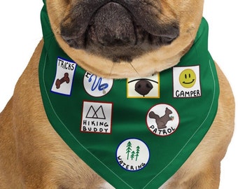 Pup Scout Green Square bandana