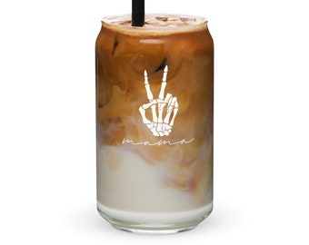 Mama Skeleton Iced Coffee Can glass